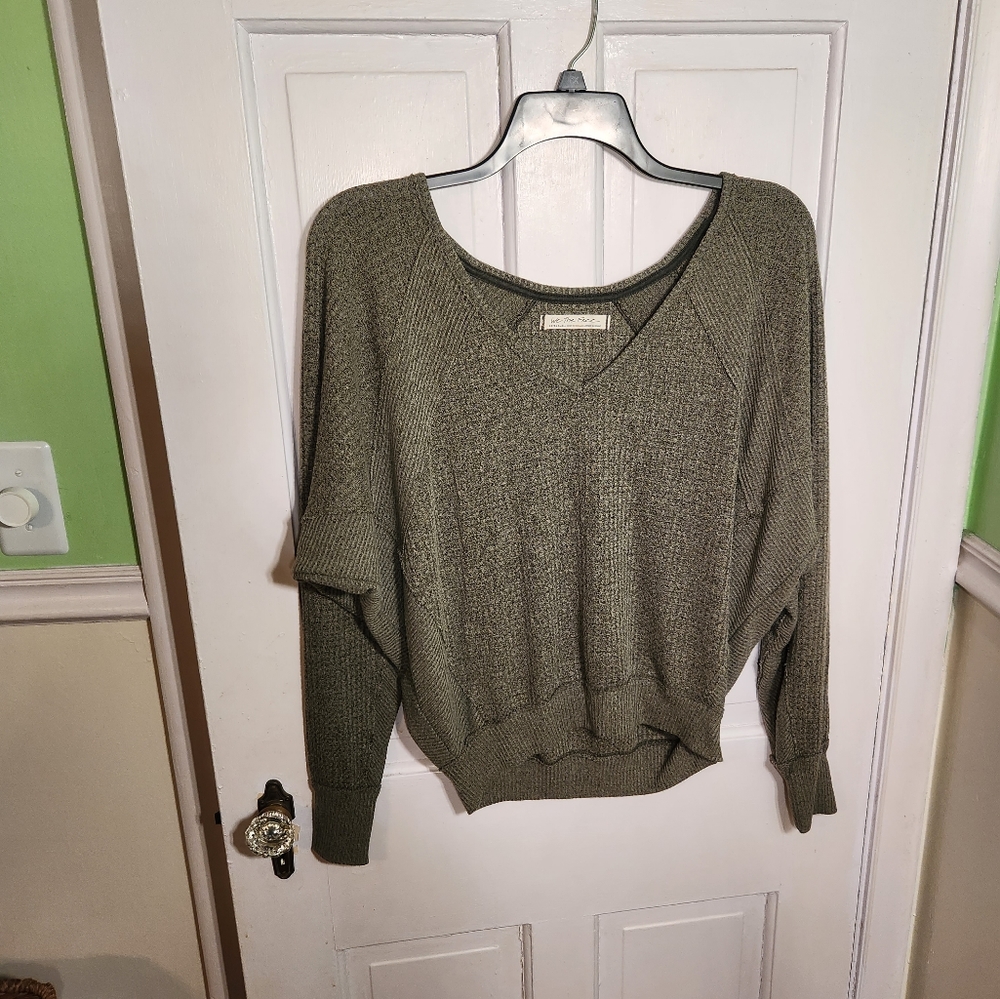 We The Free Olive V-Neck Sweater